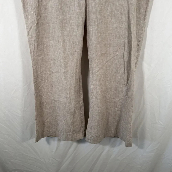 Worthington Pants Women's 14 Beige Striped Linen Blend No Pockets Button - Picture 3 of 7